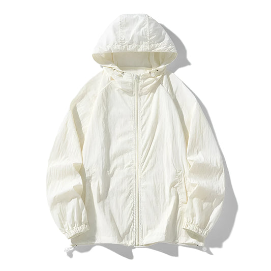 Loose-fit thin nylon sports jacket shown in a colour option, suitable for outdoor leisure wear.