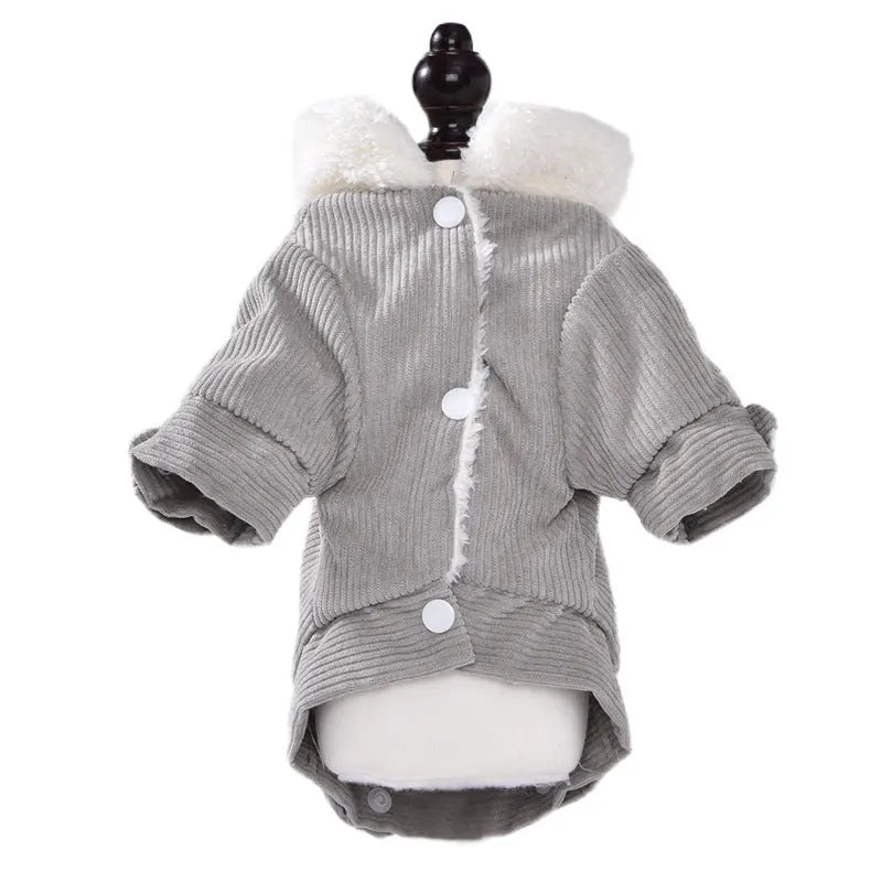 Lambswool-lined dog vest with fleece padding in grey or pink colour, sizes XS to XXL