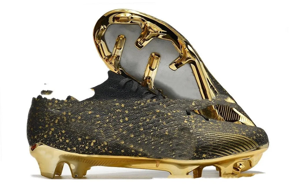 Men's knitted football shoes with air cushion and FG rubber studs on natural grass