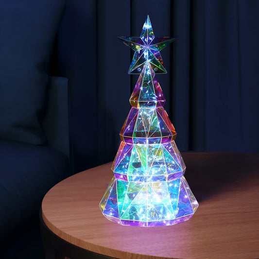 Colourful cartoon Christmas tree decoration with luminous feature, 14.5x4.8x20cm dimensions