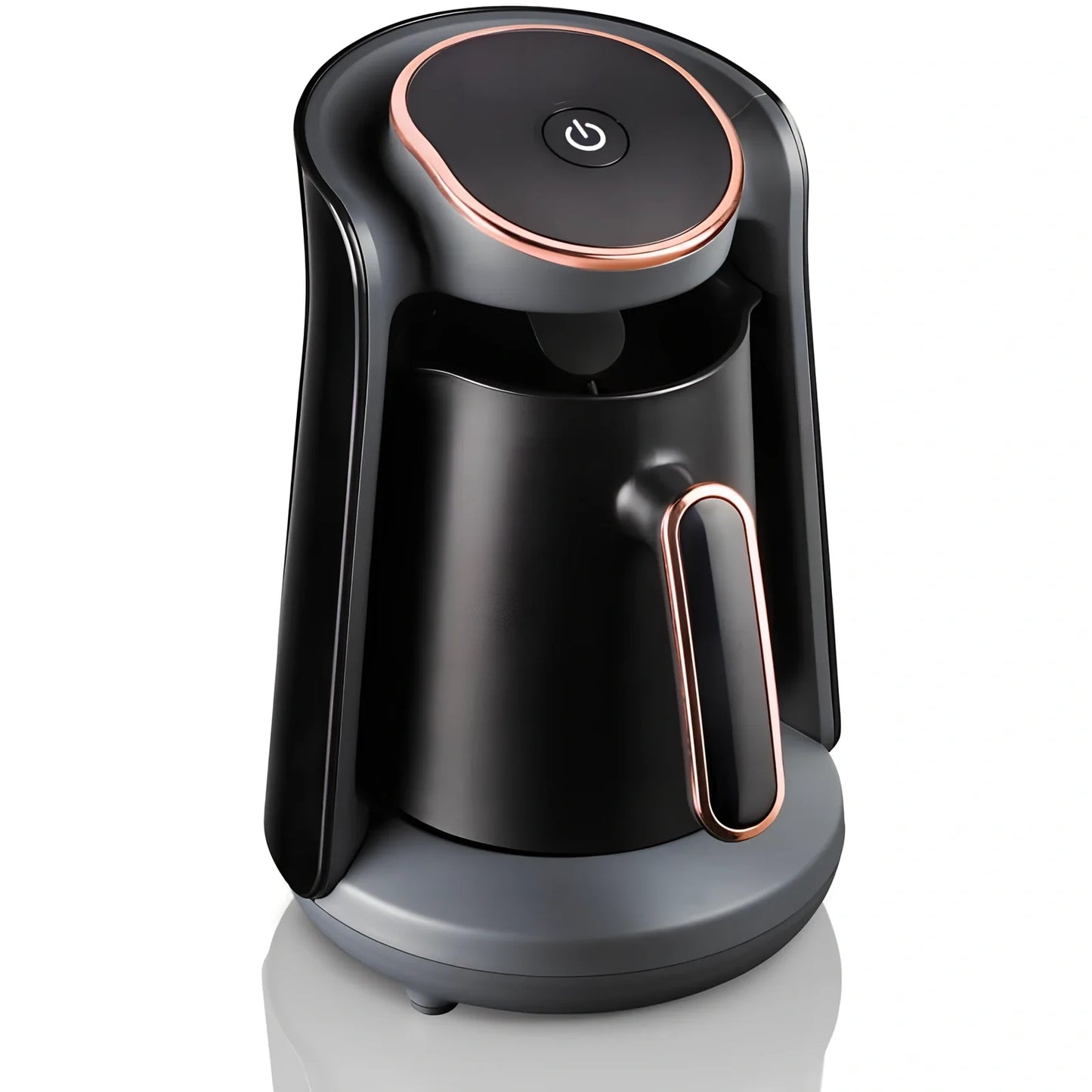 Black mini coffee pot with anti-scald handle and compact 12.5cm height for office kitchens