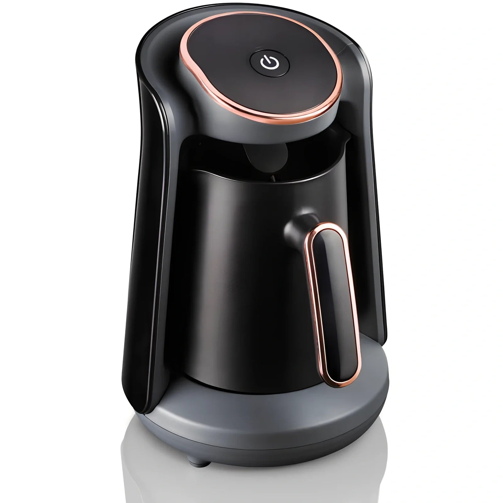 Black mini coffee pot with anti-scald handle and compact 12.5cm height for office kitchens