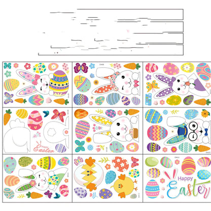 Easter rabbit pattern wall sticker set with 15 PVC panels measuring 20x30cm each