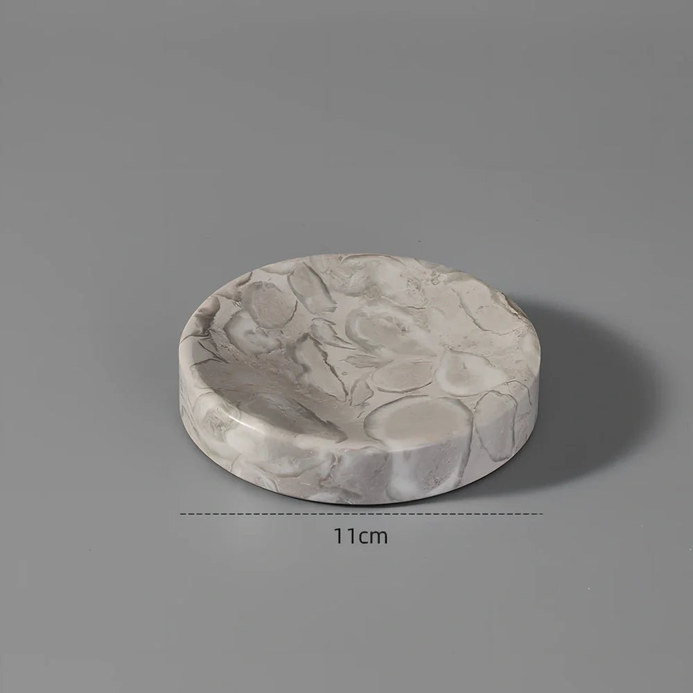 Bawang flower marble bathroom set with tissue box, 30x20cm tray, and lotion bottle in white veined stone