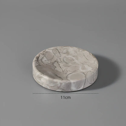 Bawang flower marble bathroom set with tissue box, 30x20cm tray, and lotion bottle in white veined stone