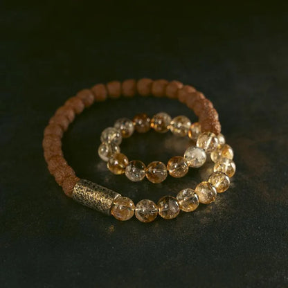 Children's personalised LCD bracelet in natural citrine colour with double circle retro design