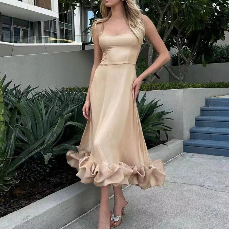 Elegant Floral A-Line Skirt with Suspenders for Women in various colors