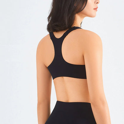 Front zip sports bra for women with mesh back and high support