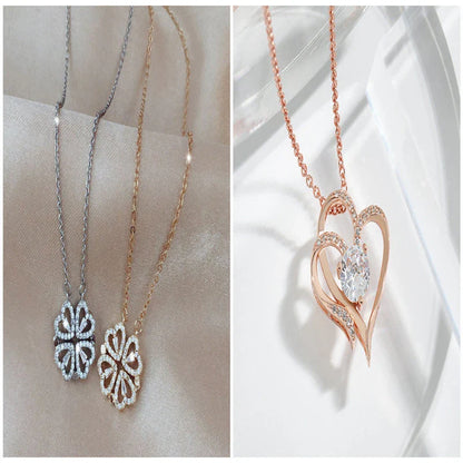 Elegant four-leaf clover necklace with magnetic and detachable design for versatile styling