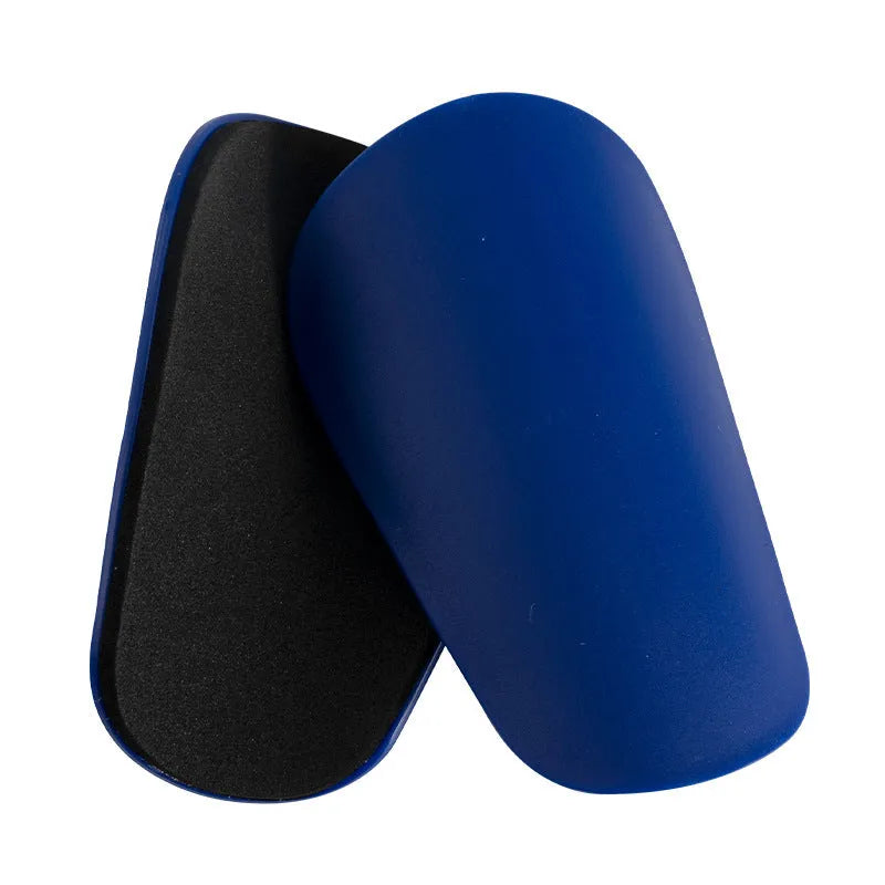 PU mini shin guards for football and running sports in black and blue colours