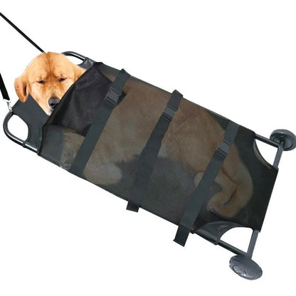 Aluminium alloy dog stretcher extended to 190cm length with collapsible frame design for emergency pet transfer