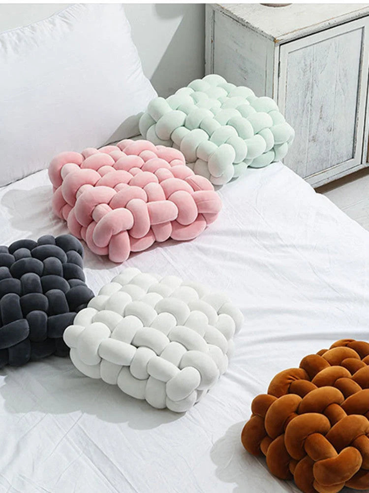 Creative Home Woven Square Plush Cushion in various colors with novel weaving design