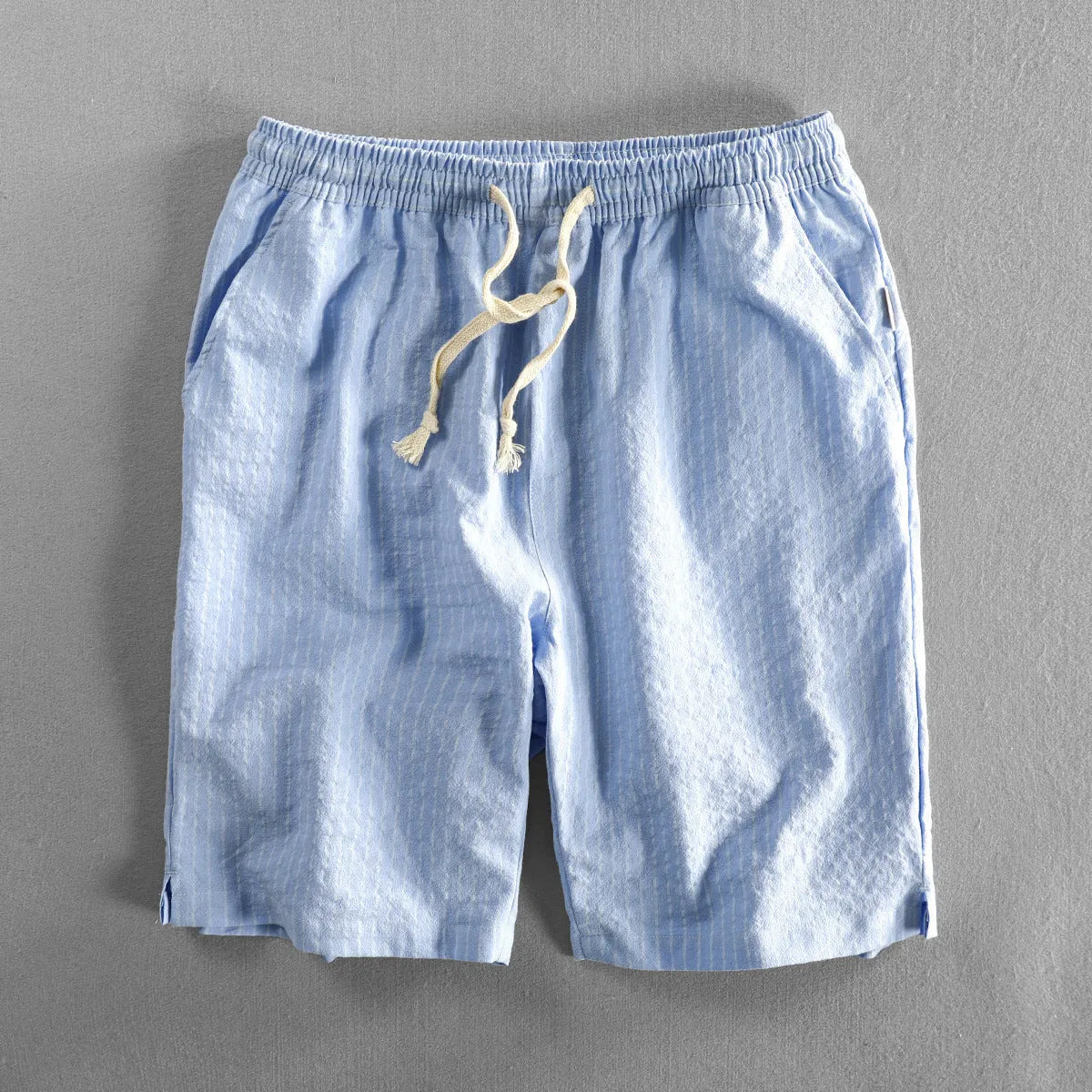 Men's striped casual shorts in cotton with micro elasticity, available in multiple colours and sizes up to 6XL