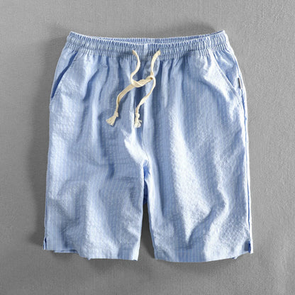 Men's striped casual shorts in cotton with micro elasticity, available in multiple colours and sizes up to 6XL