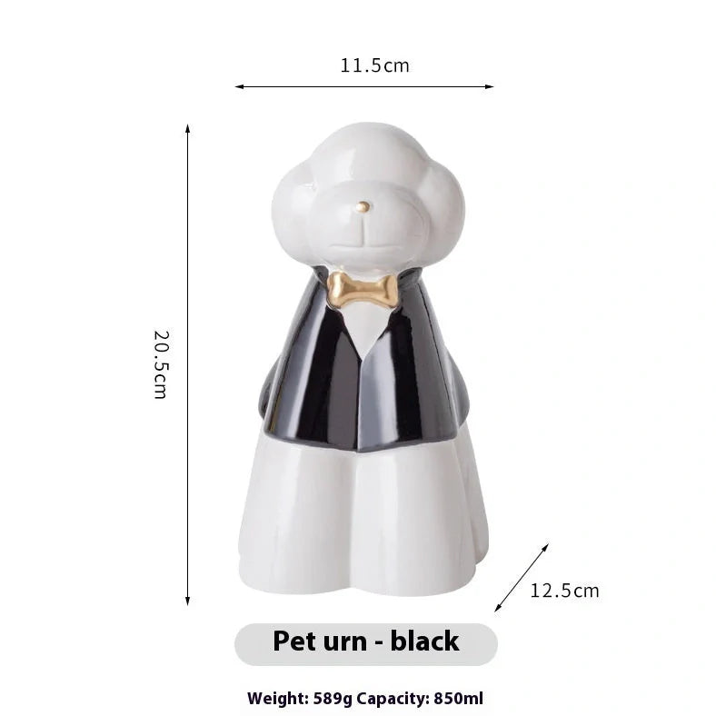 Handmade ceramic pet urn in choice of four colours, measuring 15cm tall with 10cm diameter