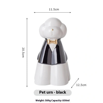 Handmade ceramic pet urn in choice of four colours, measuring 15cm tall with 10cm diameter