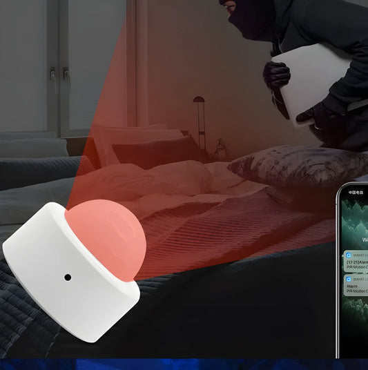 White wireless infrared body sensor with ZigBee3.0 connectivity for home security