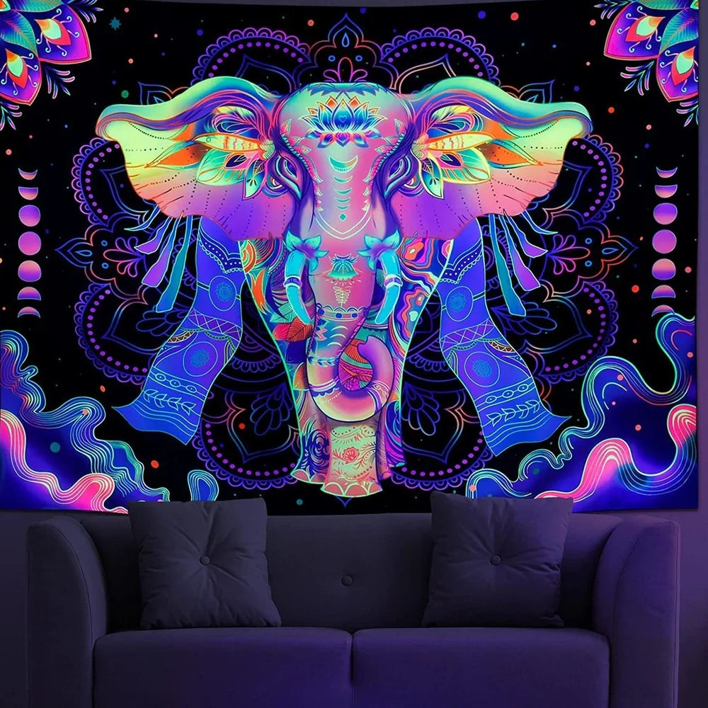 Brushed polyester wall tapestry showing texture detail and rectangular shape with size options from 95cm to 230cm