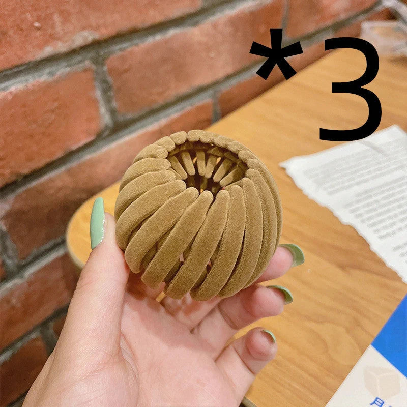 Velvet Bird's Nest Hair Ring Hairpin in various colors for stylish high ponytails