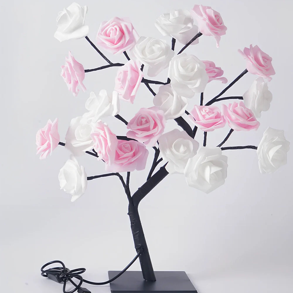 Fibre optic cherry tree night light with 48 LED blossoms and USB cable