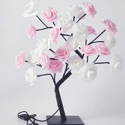 Fibre optic cherry tree night light with 48 LED blossoms and USB cable
