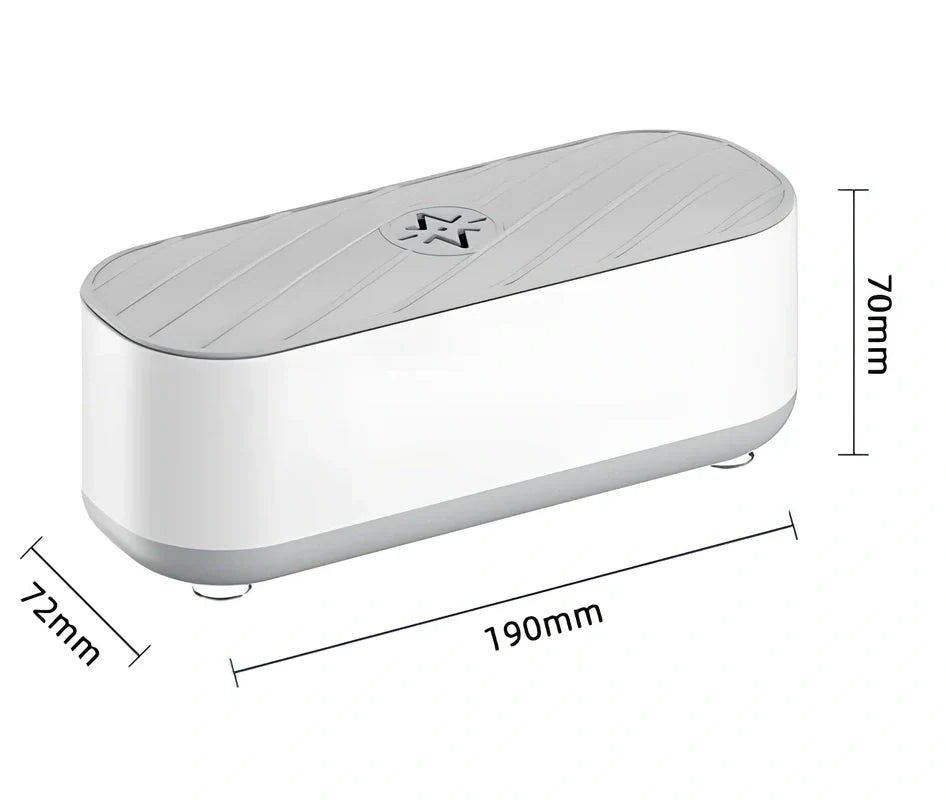 White ultrasonic glasses cleaner with 152mm chamber for cleaning eyewear and small items