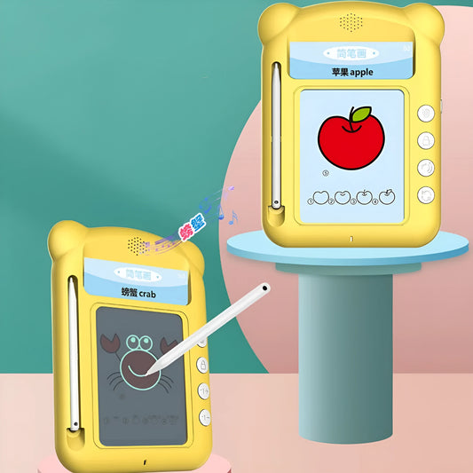 Yellow ABS bilingual card early learning machine for toddlers with educational cards.