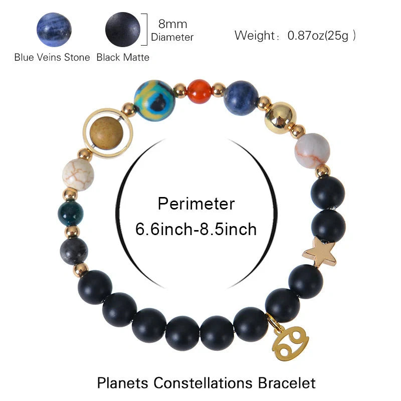 Stylish frosted stone beaded zodiac constellation bracelet for unisex wear