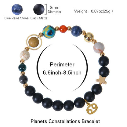 Stylish frosted stone beaded zodiac constellation bracelet for unisex wear