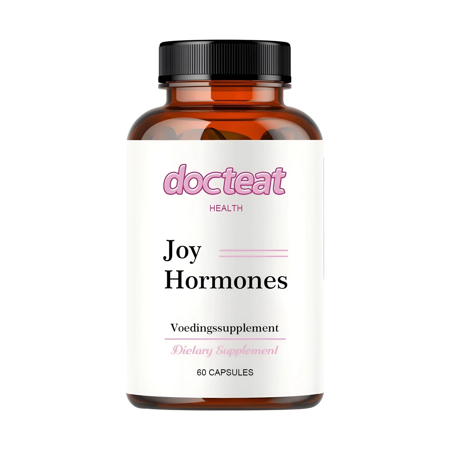 Bottle of dietary supplement capsules containing evening primrose oil, seaweed extract and vitamin B6