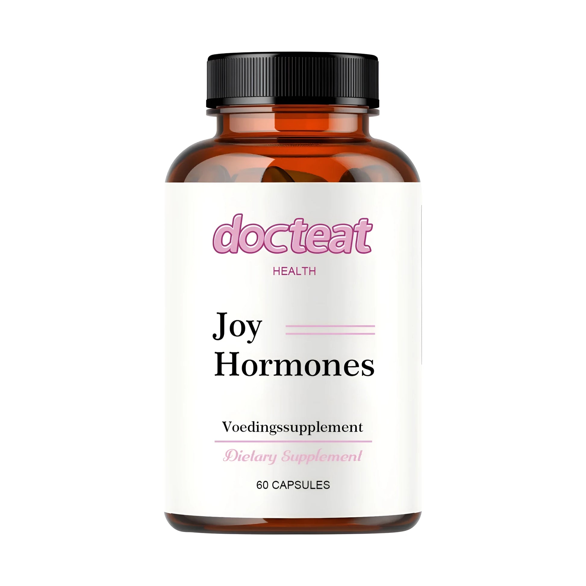 Bottle of dietary supplement capsules containing evening primrose oil, seaweed extract and vitamin B6
