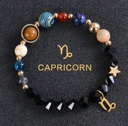 Stylish frosted stone beaded zodiac constellation bracelet for unisex wear