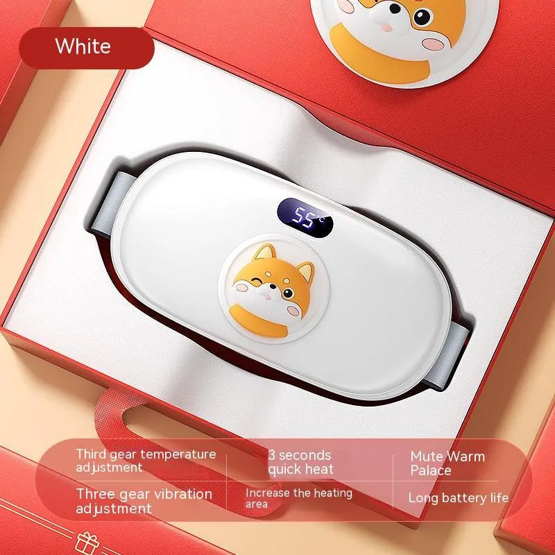 Stomach heating belt in cute cat beige, 2000mAh, 45-65°C adjustable, ABS flannel, 188x95x37mm