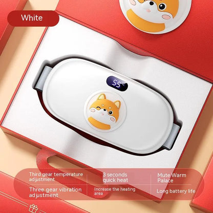 Stomach heating belt in cute cat beige, 2000mAh, 45-65°C adjustable, ABS flannel, 188x95x37mm