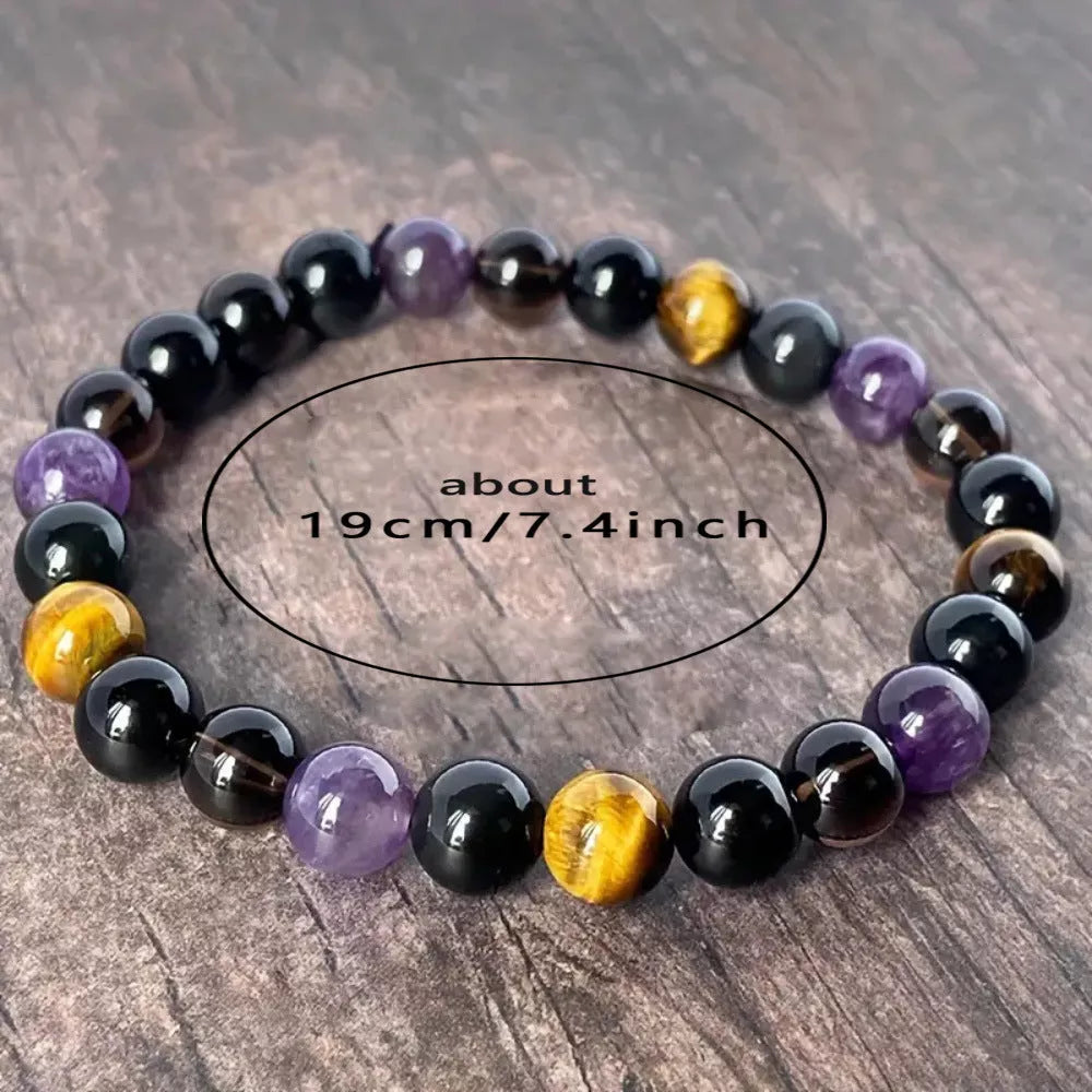 Tigereye Protection Bracelet with 18mm star-shaped natural stone beads for men and women