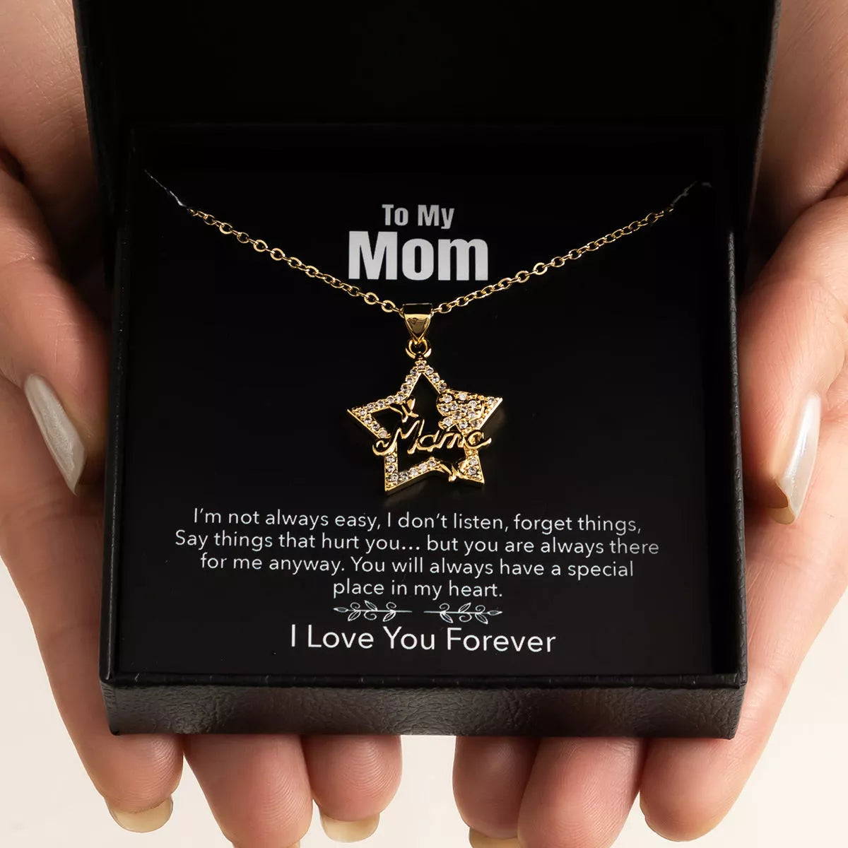 Mother's Day gift necklace with heart-shaped alloy pendant in gift box