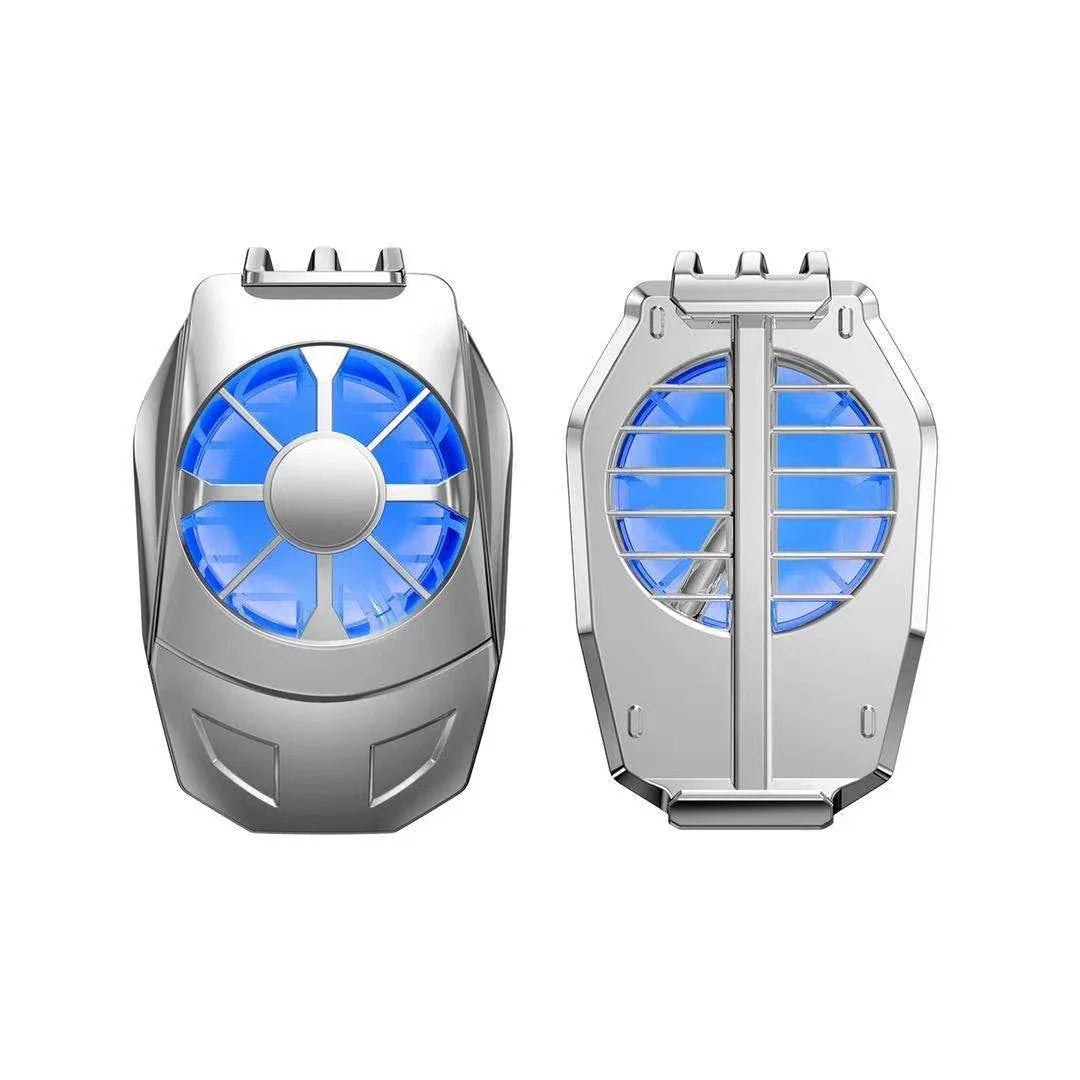 Powerful mobile phone cooling fan with adjustable grip and 9-blade turbine design for rapid heat dissipation