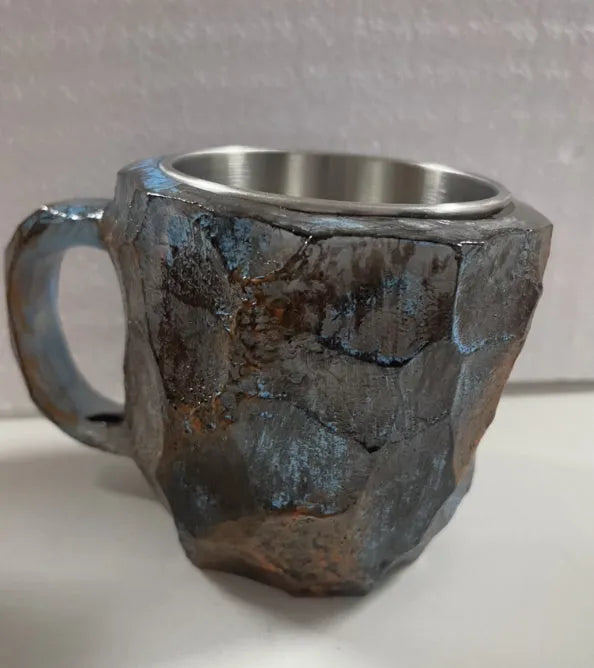 400ml resin mineral crystal coffee mug with handle in assorted colours including purple, blue, and pink.