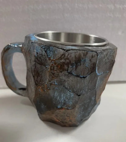 400ml resin mineral crystal coffee mug with handle in assorted colours including purple, blue, and pink.