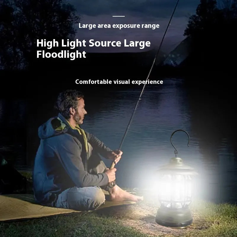 Dark green portable camping lantern with compact 16.6cm height and multiple power options
