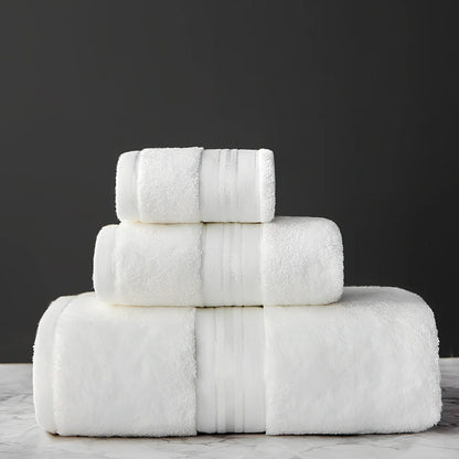 Egyptian cotton towel set showing 70x150cm bath towel and 34x75cm hand towel with beige colour