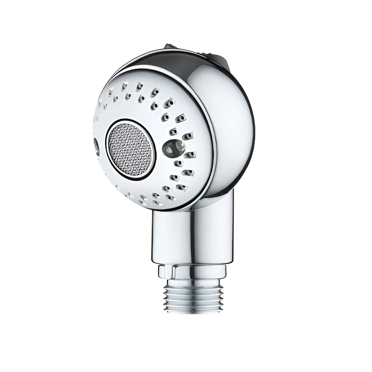 Small silver handheld shower head for gentle washing of pets and babies.