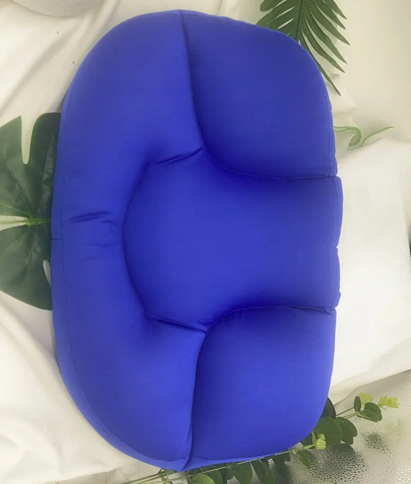 Round foam neck support pillow with pure cotton cover and adjustable height for personalized comfort