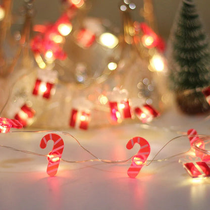 Customizable Christmas LED string lights in various designs including gift, bell, and Christmas tree shapes
