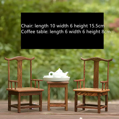 Red rosewood miniature Chinese furniture model with traditional carved details and mahogany construction