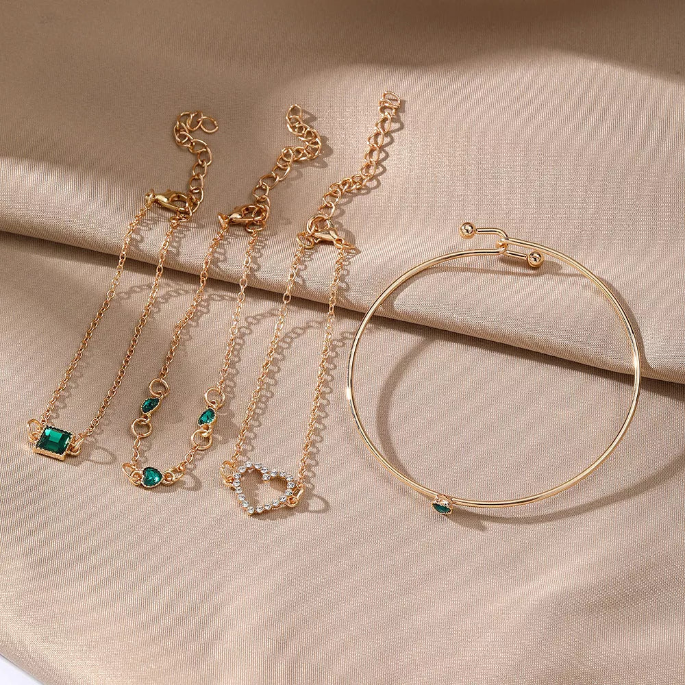 Vintage Inlaid Lvzuan Square Bracelet with heart design in HS950 color