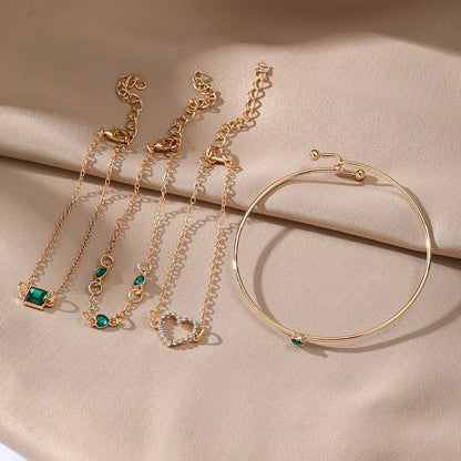 Vintage Inlaid Lvzuan Square Bracelet with heart design in HS950 color