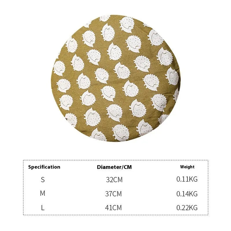 Cotton woven cat nest mat with stitching texture in grey, brown or green colours