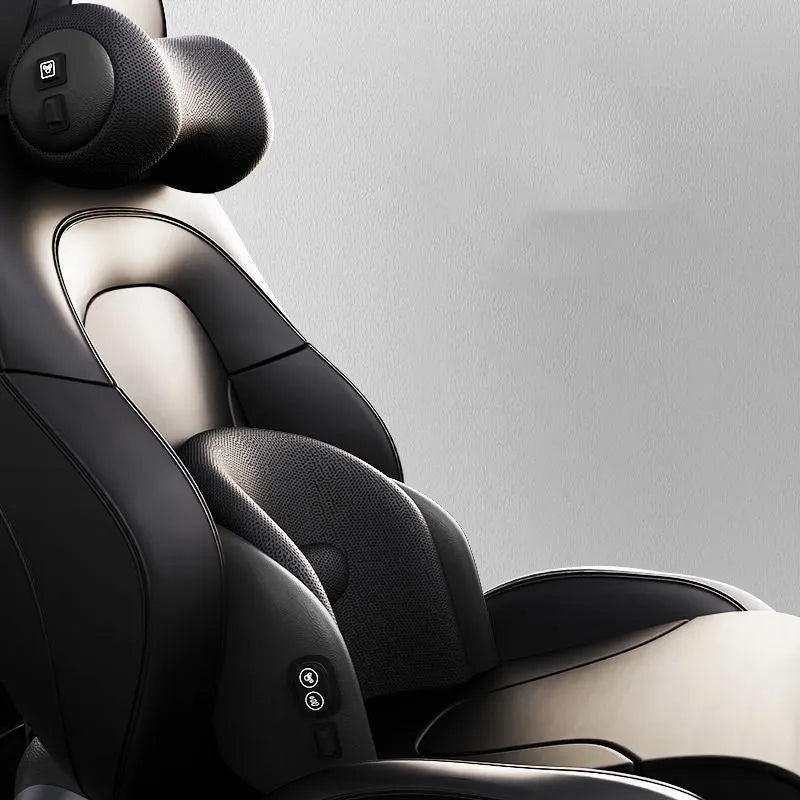 Massage Cushion for Car Seats with 8-Vibration Motor Electric Massage and Contoured Memory Foam Support for Lower Back and Neck Relief