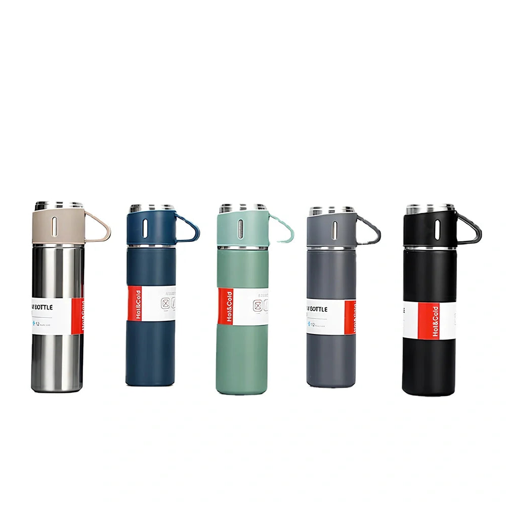 Pink stainless steel vacuum water cup with straight design and 500ml capacity in gift box packaging